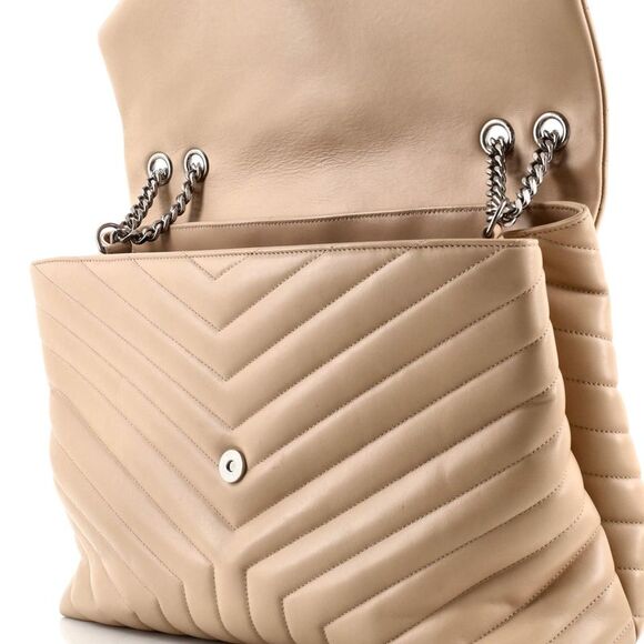 Saint Laurent Loulou Shoulder Bag Matelasse Chevron Leather Large Neutral - Picture 7 of 8